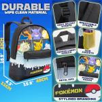 Pokemon Backpack for Kids Teens Boys Girls, Pikachu Anime Backpacks, Bag for Daycare Sports Vacation Travel, School Gift (Black Grid)