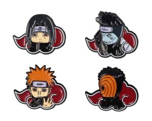 Naruto Akatsuki Itachi Obito Kisame Nagato Red Cloud Embossed Anime Manga Enamel Pin 4 Pack