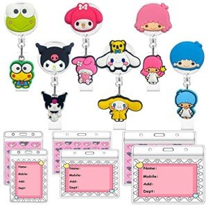 Cute 18PCS Anime Retractable Badge Holder Set
