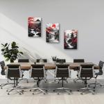 PBXBJY Japanese Canvas Wall Art 3 Pieces Japanese Landscape Painting Prints Red and Black Cherry Blossom Trees Building Pictures Living Room Office Decor Frame (12x16inchx3Pcs)