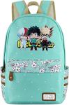 Roffatide Anime Backpack Canvas Dots Work Backpack Green Weekend Bag Printed Backpack