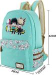 Roffatide Anime Backpack Canvas Dots Work Backpack Green Weekend Bag Printed Backpack