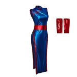 DUNHAO COS Women's Chi Chi Cosplay Costume Anime Blue Cheongsam Dress Halloween Outfit - XS