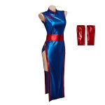 DUNHAO COS Women's Chi Chi Cosplay Costume Anime Blue Cheongsam Dress Halloween Outfit - XS