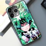 Akatxezy Anime Phone Case for iPhone 16e, Iconic Manga Glossy 9H Tempered Glass Back & Silicone Bumper Shockproof Protective Cover