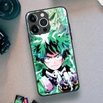 Akatxezy Anime Phone Case for iPhone 16e, Iconic Manga Glossy 9H Tempered Glass Back & Silicone Bumper Shockproof Protective Cover