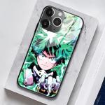 Akatxezy Anime Phone Case for iPhone 16e, Iconic Manga Glossy 9H Tempered Glass Back & Silicone Bumper Shockproof Protective Cover