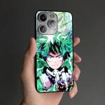 Akatxezy Anime Phone Case for iPhone 16e, Iconic Manga Glossy 9H Tempered Glass Back & Silicone Bumper Shockproof Protective Cover