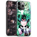 Akatxezy Anime Phone Case for iPhone 16e, Iconic Manga Glossy 9H Tempered Glass Back & Silicone Bumper Shockproof Protective Cover