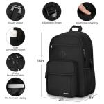 BIKROD Black Backpack for Men and Women, Backpack for School Teens Boys and Girls, Lightweight Casual High School Bookbag, Daily-use Travel Laptop Backpack Fits 15.6 Inch Notebook