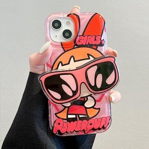 Cute Anime iPhone Case with Stand (Pink)
