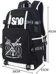 Roffatide Anime Sword Art Online Backpack Luminous School Bag SAO Laptop Backpack with USB Charging Port & Headphone Port
