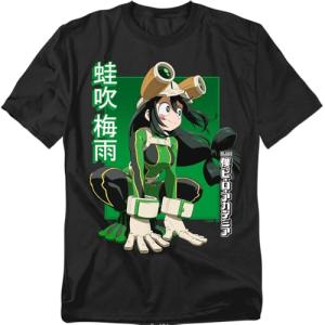 Popfunk My Hero Academia Tsuyu Asui Heroic Pose Unisex Adult T Shirt, Black, Medium