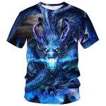 LAOLIUSN Men's Dragon T Shirt Summer Short Sleeve Tees Tops Animal Theme Shirt Anime Graphic Shirt,Purple,4XL