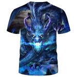 LAOLIUSN Men's Dragon T Shirt Summer Short Sleeve Tees Tops Animal Theme Shirt Anime Graphic Shirt,Purple,4XL