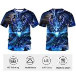 LAOLIUSN Men's Dragon T Shirt Summer Short Sleeve Tees Tops Animal Theme Shirt Anime Graphic Shirt,Purple,4XL