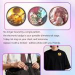 Personalized Anime Photo Pin: 1.8" IPS Touchscreen Digital Badge for Custom Videos & GIFs - Unique Christmas Gift for Fans, Backpacks, Jackets
