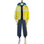 YZZAEEBO Unisex Men Fashion Punk Anime Yellow Jacket Cosplay Costume Zipper Motorcycle Coat Streetwear Halloween Outfits (M,FullSet)