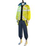 YZZAEEBO Unisex Men Fashion Punk Anime Yellow Jacket Cosplay Costume Zipper Motorcycle Coat Streetwear Halloween Outfits (M,FullSet)