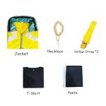 YZZAEEBO Unisex Men Fashion Punk Anime Yellow Jacket Cosplay Costume Zipper Motorcycle Coat Streetwear Halloween Outfits (M,FullSet)