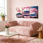 3 Pcs Fuji Mountain Canvas Print Wall Art Japanese Cherry Blossom Artwork Anime Style Posters Prints16x24 Inch Framed Wall Decor for Bedroom Living Room Study Office and Zen Home