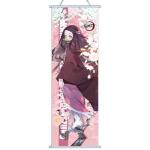NOLA SHOP Anime Wall Scroll Banner, Bamboo Girl Design with Cherry Blossoms, Silk Fabric, 27.5 x 9.8 Inches, Vertical Hanging Poster for Bedroom