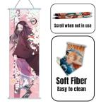 NOLA SHOP Anime Wall Scroll Banner, Bamboo Girl Design with Cherry Blossoms, Silk Fabric, 27.5 x 9.8 Inches, Vertical Hanging Poster for Bedroom