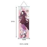 NOLA SHOP Anime Wall Scroll Banner, Bamboo Girl Design with Cherry Blossoms, Silk Fabric, 27.5 x 9.8 Inches, Vertical Hanging Poster for Bedroom