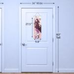 NOLA SHOP Anime Wall Scroll Banner, Bamboo Girl Design with Cherry Blossoms, Silk Fabric, 27.5 x 9.8 Inches, Vertical Hanging Poster for Bedroom