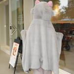 Anime Wearable Blanket Cloak Hoodie Cosplay Costume Hooded Cloaks Cape Soft Shawl Wrap Nap 58.2 x 41.3 in (GreyHUI-A, One Size)