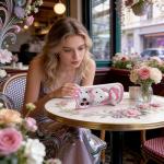 CLQLC Anime Cat Case for iPhone 17 Pro,Phone Holder Stand with Makeup Mirror, Kawaii Phone Cases, Cool Unique Protective Cover for Women