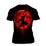 Blissboy Japanese Samurai T Shirt for Men - Red Moon Ninja Warrior Graphic Tee, Anime Inspired Ronin Bushido Katana Shirt,Red Black,M