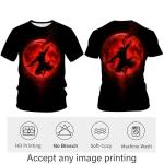 Blissboy Japanese Samurai T Shirt for Men - Red Moon Ninja Warrior Graphic Tee, Anime Inspired Ronin Bushido Katana Shirt,Red Black,M