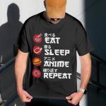 Eat Sleep Anime Repeat Shirt for Men – Funny Japanese Style Graphic Tee Shirt – Casual Anime T Shirts for Men – Japanese Animation Lover T-Shirt Gift for Friend (Black-M)