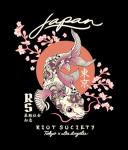 Riot Society Japan Koi Tattoo Blossom Mens T-Shirt - Black, XX-Large