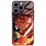 Akatxezy Anime Phone Case for iPhone 13, Japanese Manga Graphic Glossy Glass Cover, Fan Favorite Black Soft Silicone Shell