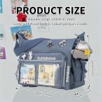 Kawaii Crossbody Ita Bag for Women with Pin and Plush Penguin, Cute Messenger Bag Japanese Crossbody Bag Y2K Purse Blue Fit 15.6 Inch Laptop