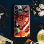 Akatxezy Anime Phone Case for iPhone 13, Japanese Manga Graphic Glossy Glass Cover, Fan Favorite Black Soft Silicone Shell