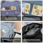 Kawaii Crossbody Ita Bag for Women with Pin and Plush Penguin, Cute Messenger Bag Japanese Crossbody Bag Y2K Purse Blue Fit 15.6 Inch Laptop