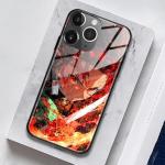 Akatxezy Anime Phone Case for iPhone 13, Japanese Manga Graphic Glossy Glass Cover, Fan Favorite Black Soft Silicone Shell