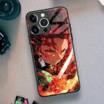 Akatxezy Anime Phone Case for iPhone 13, Japanese Manga Graphic Glossy Glass Cover, Fan Favorite Black Soft Silicone Shell