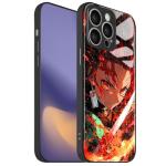 Akatxezy Anime Phone Case for iPhone 13, Japanese Manga Graphic Glossy Glass Cover, Fan Favorite Black Soft Silicone Shell