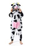 CANASOUR Animal Onesie Kids Halloween Costumes Anime Cosplay Green Animal One Piece Pajamas Unisex 4-12 Years (Cow Black and White, 6-8 Years)