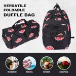 Anime Gym Bag for Women Men - Foldable Large Workout Travel Soccer Basketball Sports Tactical Camping Weekender Overnight Expandable Foldie Carry On Duffle Bag with Shoe Compartment, 55L (Akat)