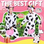 CANASOUR Animal Onesie Kids Halloween Costumes Anime Cosplay Green Animal One Piece Pajamas Unisex 4-12 Years (Cow Black and White, 6-8 Years)