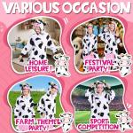 CANASOUR Animal Onesie Kids Halloween Costumes Anime Cosplay Green Animal One Piece Pajamas Unisex 4-12 Years (Cow Black and White, 6-8 Years)