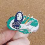 No-Face No Face Faceless Spirit Ghost White Dragon Soot Sprites Anime Manga 1.75" Enamel Pin Badge