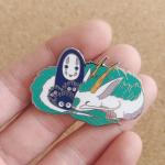 No-Face No Face Faceless Spirit Ghost White Dragon Soot Sprites Anime Manga 1.75" Enamel Pin Badge