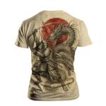LAOLIUSN Japanese Warrior T-Shirt for Men Japanese Sword Fighter Tee Shirt,Brown,L