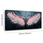 ZESTRILIA Angel Wings Wall Art for Girls Room Pink Navy Blue Canvas Oil Painting Prints Modern Abstract Fantasy Anime Artwork Living Bedroom Office Decor Extra Large (58x28 Inches)
